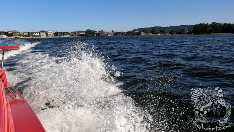 天橋立を歩いてモーターボートに乗った息子とTen